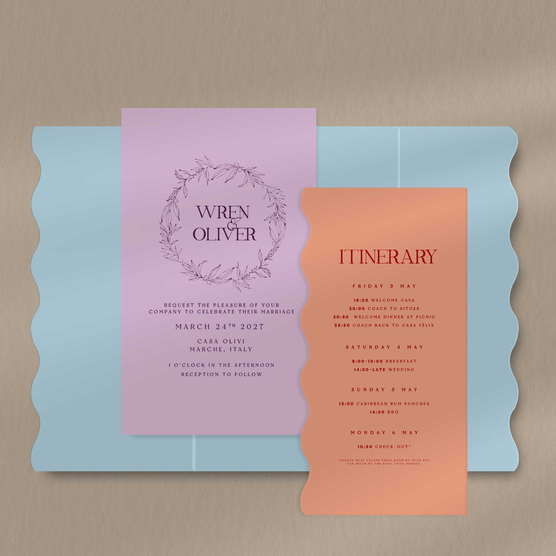Scallop Envelope Sample  Ivy and Gold Wedding Stationery Wren  