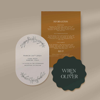Invitation Set Sample  Ivy and Gold Wedding Stationery Wren  