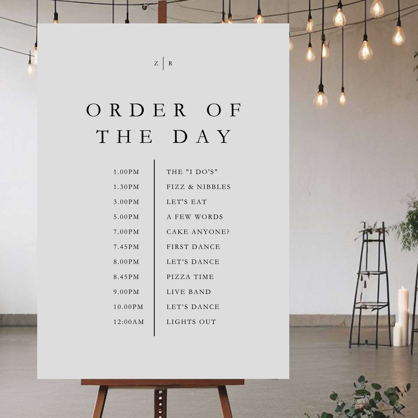 Order Of The Day Sign - Ivy and Gold Wedding Stationery