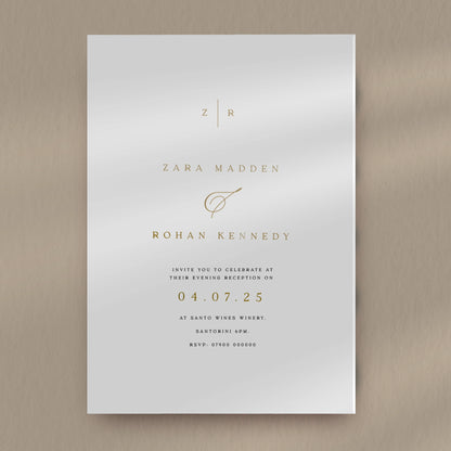 Evening Invitation Sample  Ivy and Gold Wedding Stationery Zara  