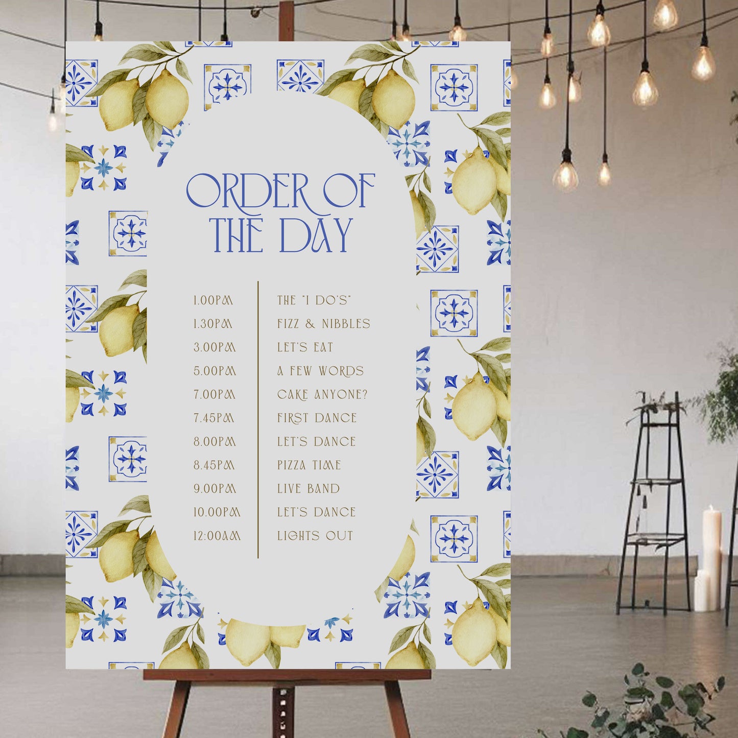Order Of The Day Sign - Ivy and Gold Wedding Stationery