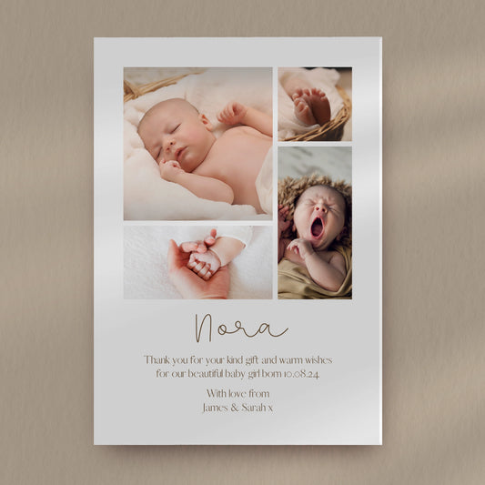 4 Photo Baby Announcment Card