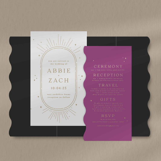 Abbie Scallop Envelope Invite  Ivy and Gold Wedding Stationery   