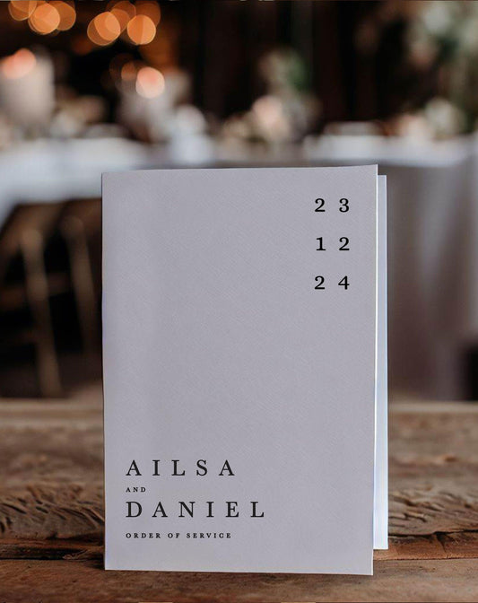 Ailsa | Simple Order Of Service - Ivy and Gold Wedding Stationery
