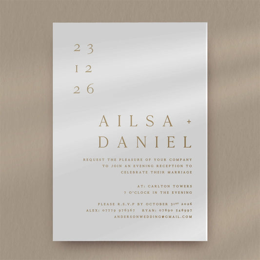 Ailsa Evening Invitation - Ivy and Gold Wedding Stationery