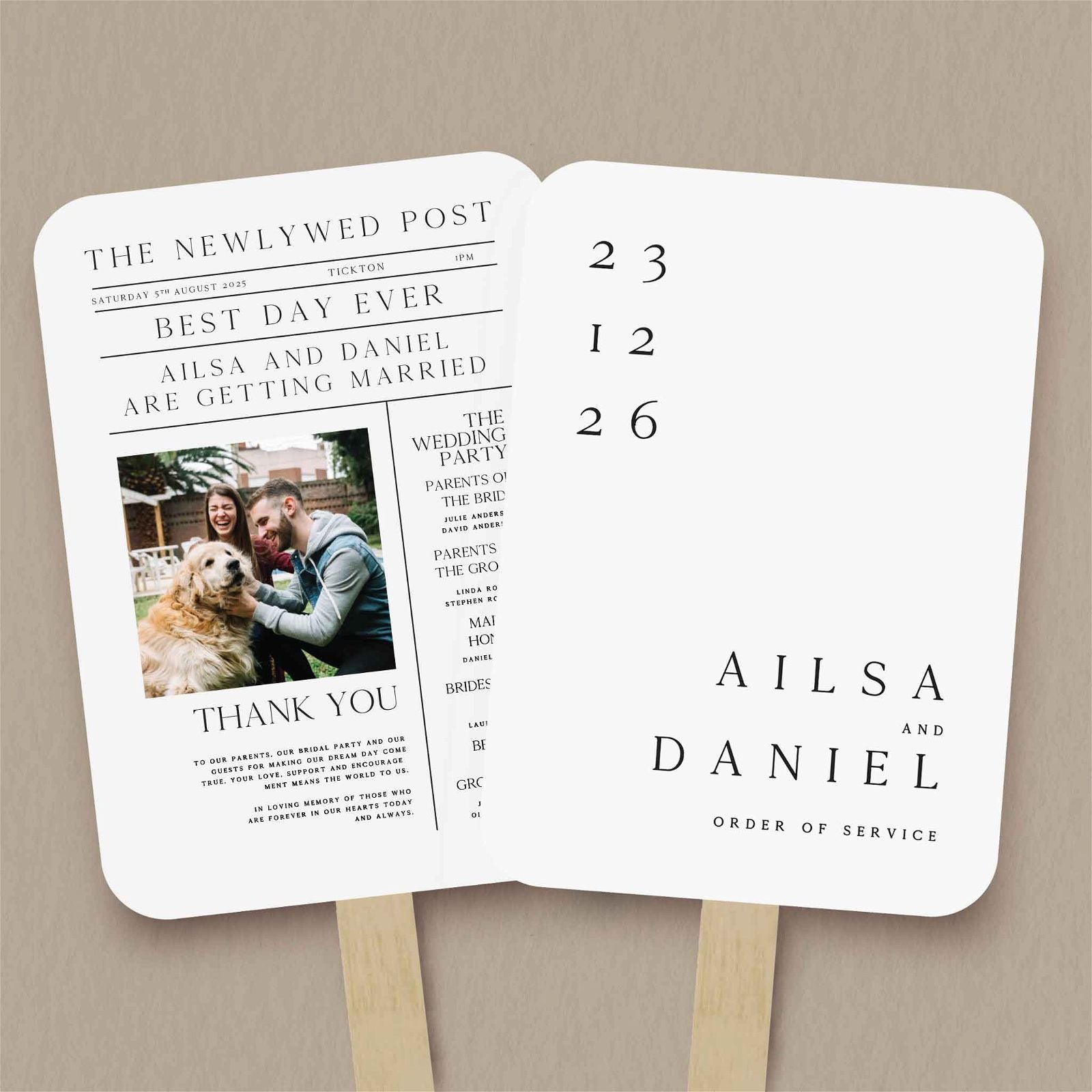 Ailsa Order Of Service - Ivy and Gold Wedding Stationery