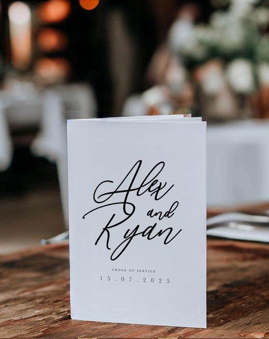 Alex | Minimal Order Of Service - Ivy and Gold Wedding Stationery