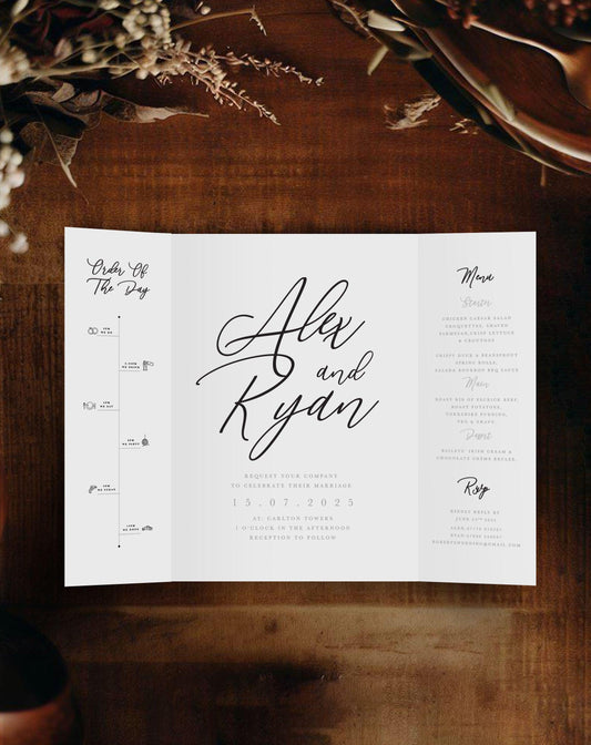 Alex | Minimal Gatefold Invitation - Ivy and Gold Wedding Stationery