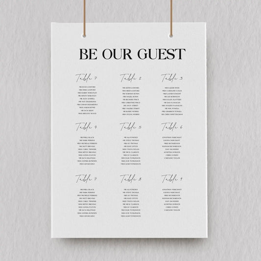 Be Our Guest Minimal Table Plan