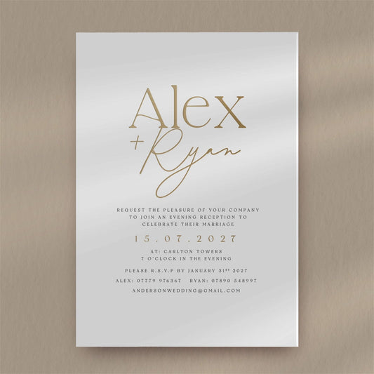 Alex Evening Invitation - Ivy and Gold Wedding Stationery