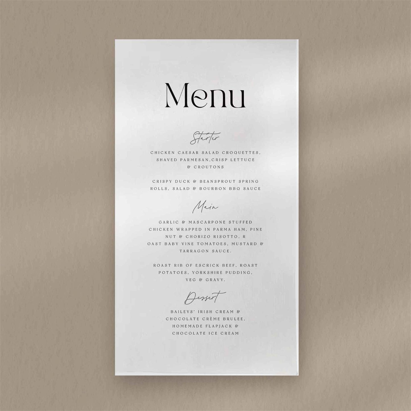 Alex Menu - Ivy and Gold Wedding Stationery