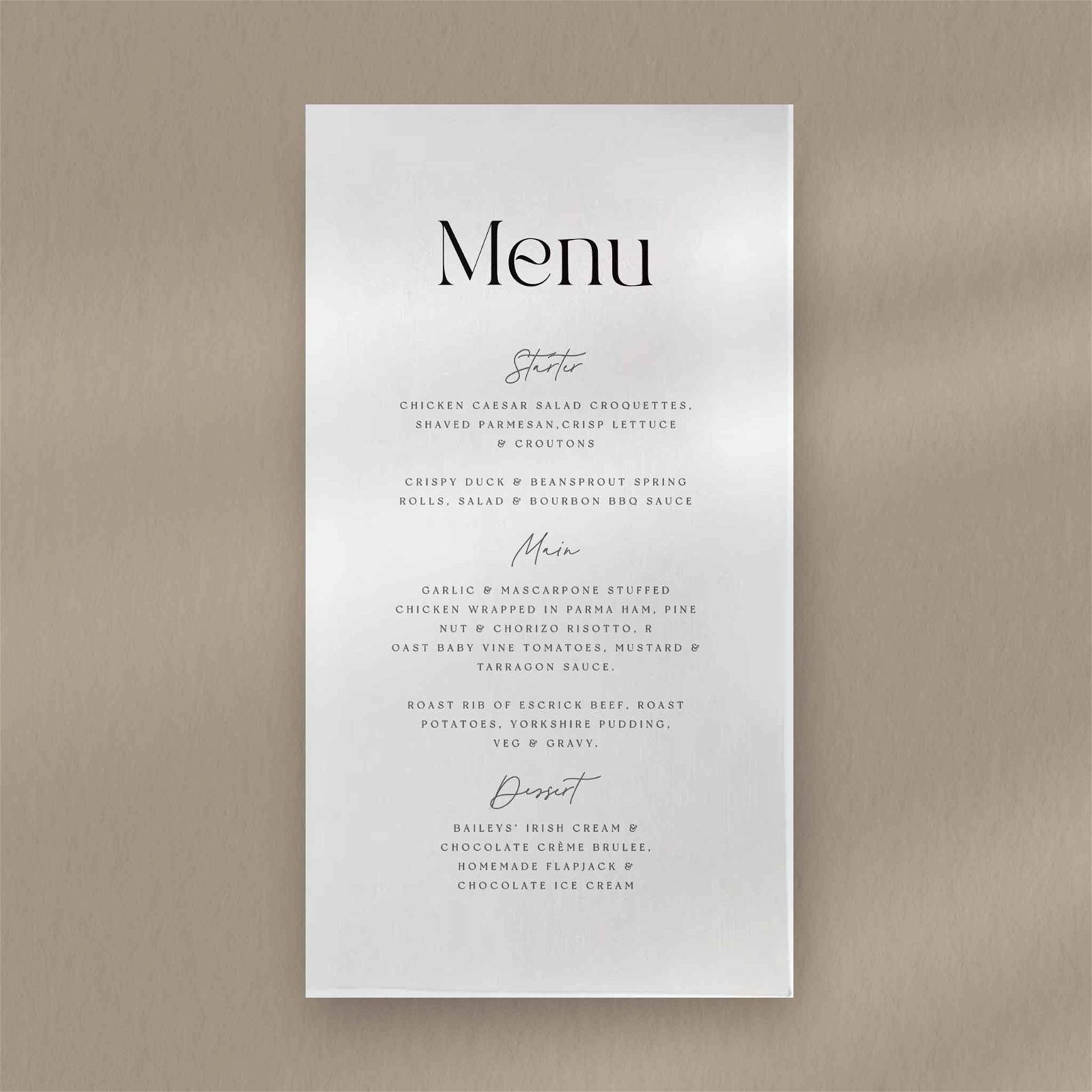 Alex Menu - Ivy and Gold Wedding Stationery