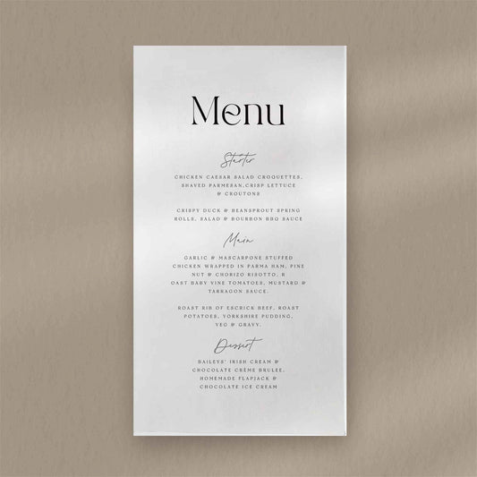 Alex Menu - Ivy and Gold Wedding Stationery