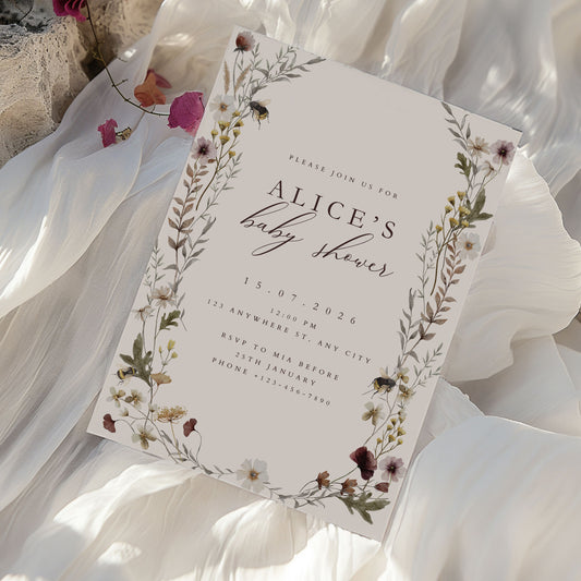 Alice English Garden Baby Shower Invitation & Digital Template Bundle