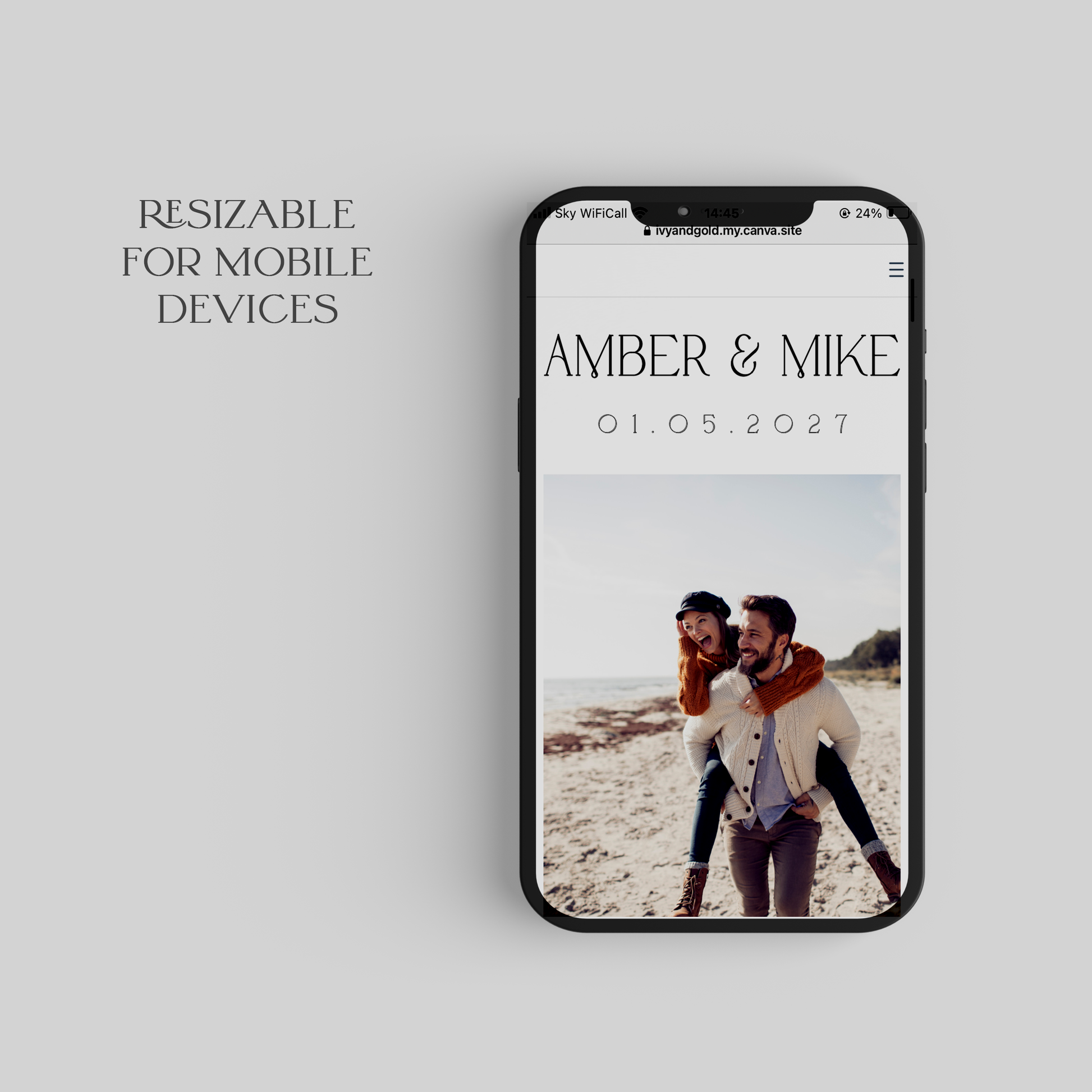 Amber Wedding Website Template - Ivy and Gold Wedding Stationery