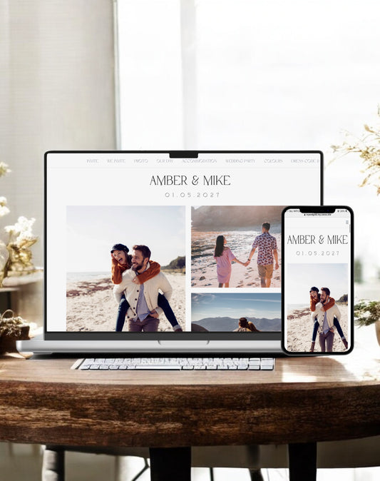 Amber Wedding Website Template - Ivy and Gold Wedding Stationery