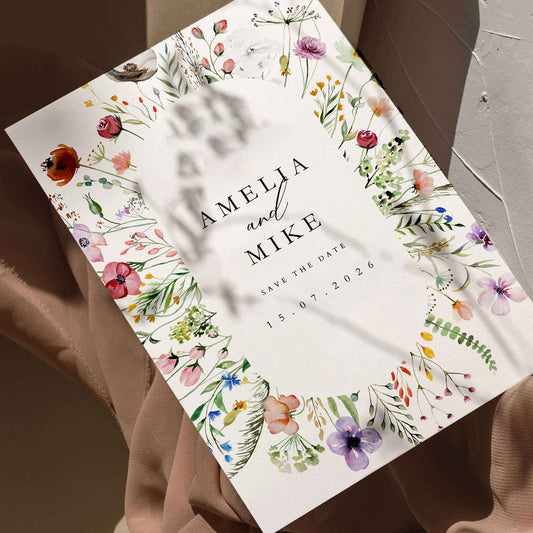 Amelia Vibrant Floral Wedding Save The Date