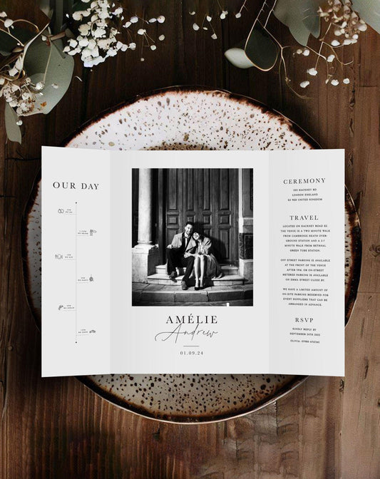Amelie | Photo Gatefold Invitation - Ivy and Gold Wedding Stationery