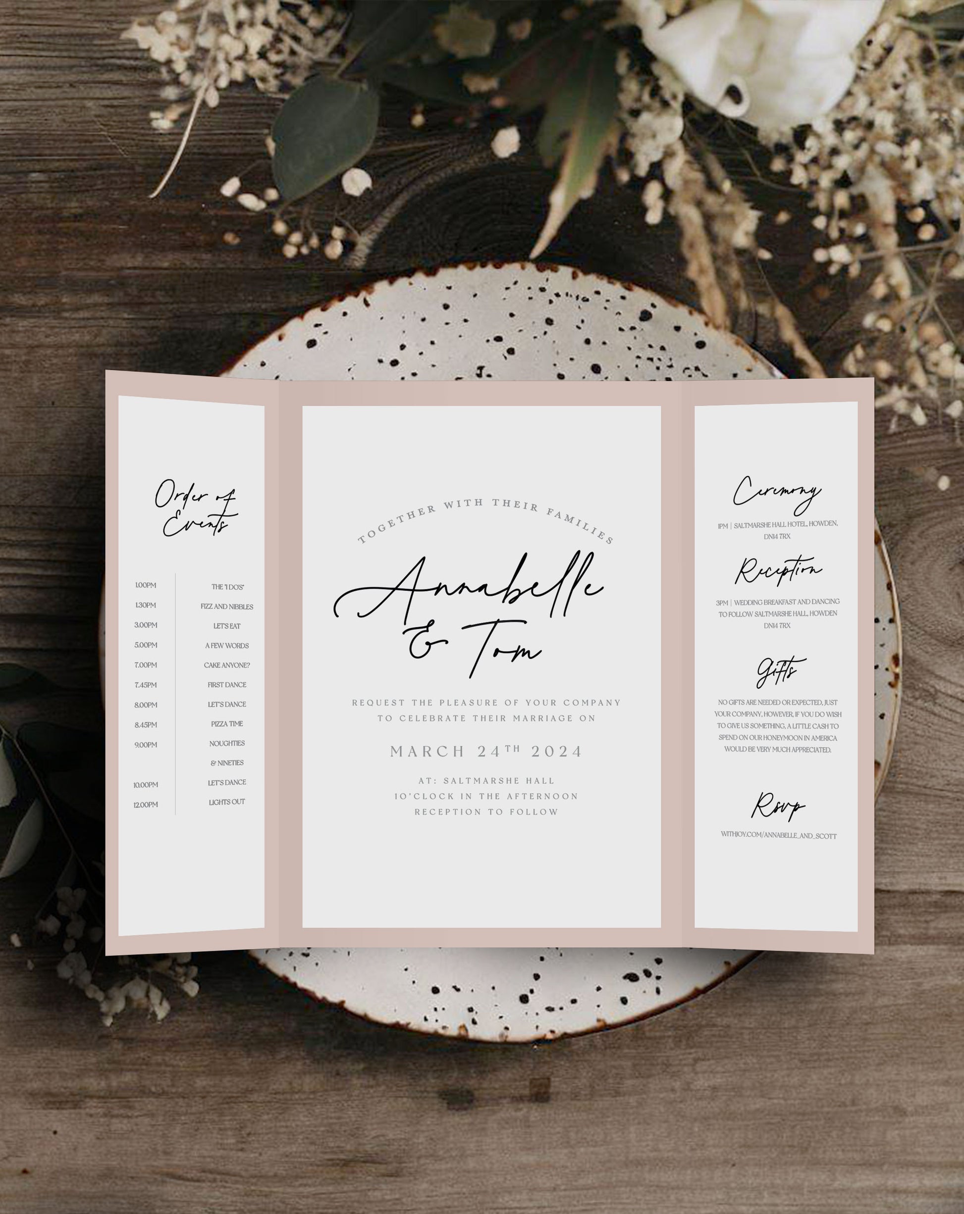 Annabelle | Stylish Gatefold Invitation - Ivy and Gold Wedding Stationery