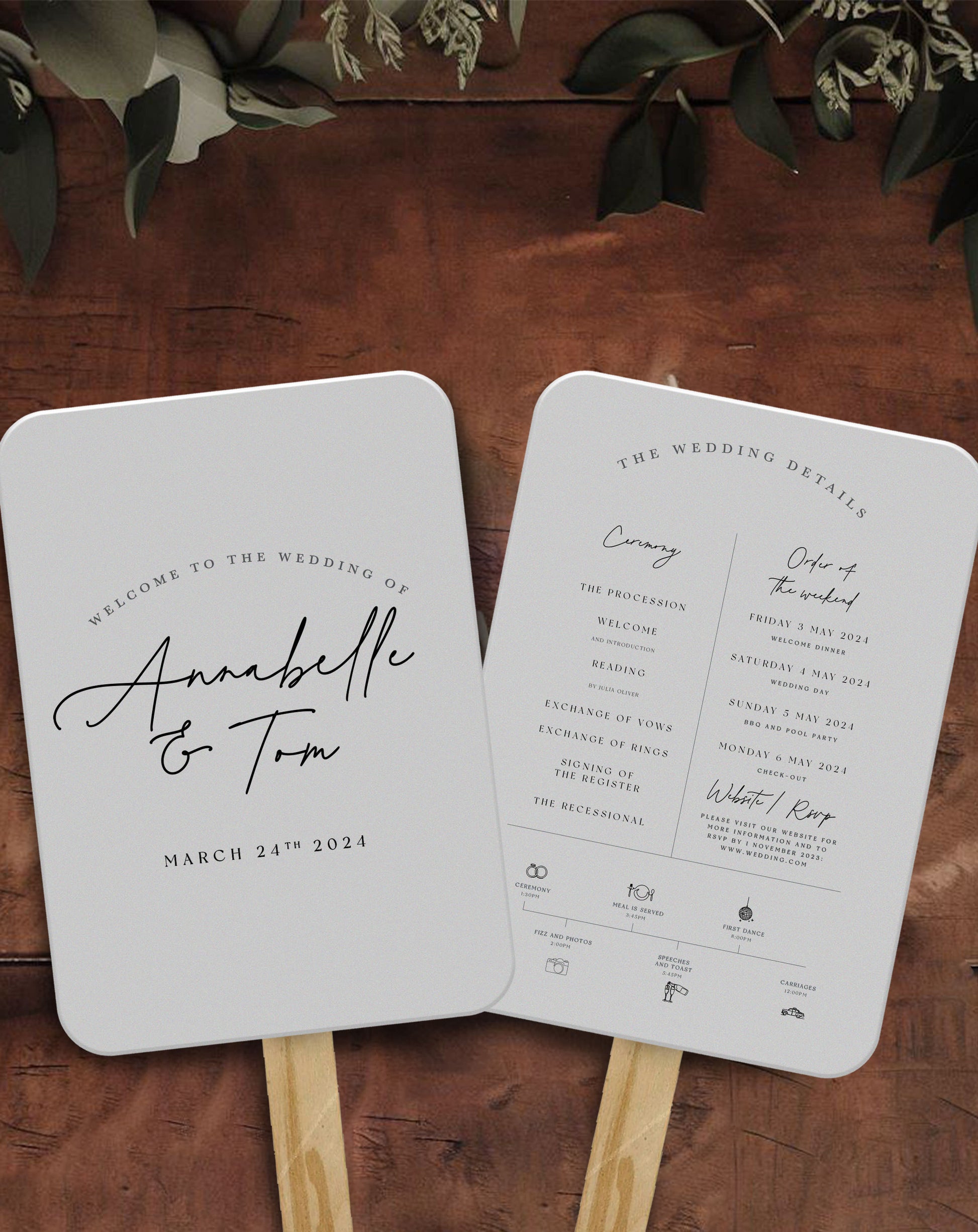 Annabelle | Modern Order Of Service - Ivy and Gold Wedding Stationery