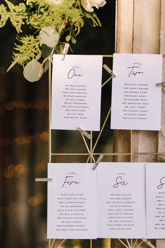 Annabelle | Modern Seating Plan Card - Ivy and Gold Wedding Stationery