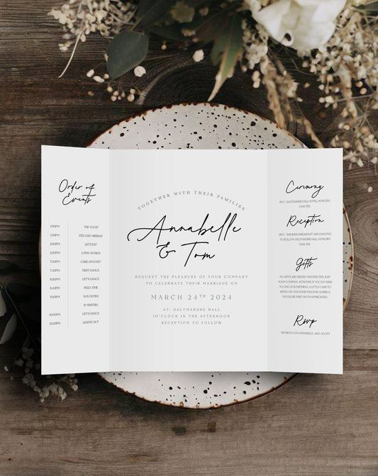 Annabelle | Stylish Gatefold Invitation - Ivy and Gold Wedding Stationery