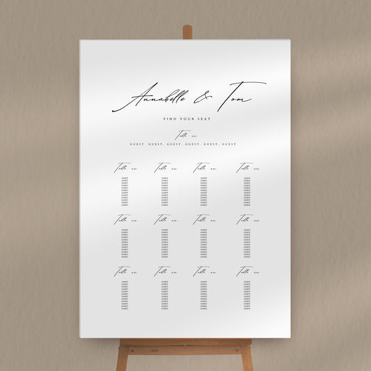 Annabelle Seating Plan Sign