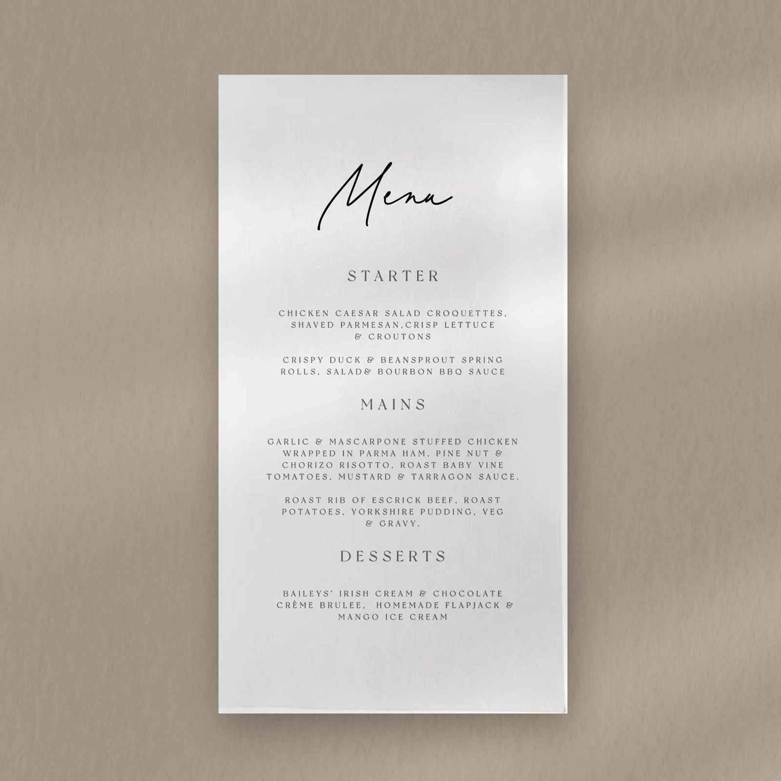Annabelle Menu - Ivy and Gold Wedding Stationery