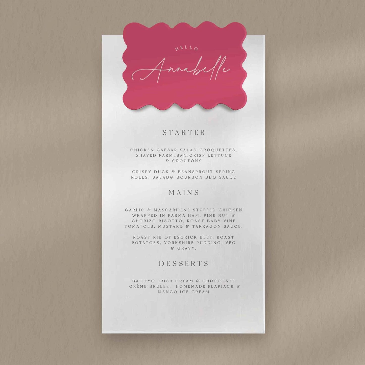 Annabelle Menu - Ivy and Gold Wedding Stationery