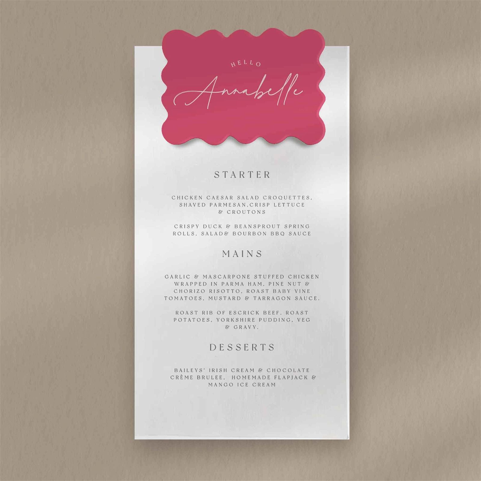 Annabelle Menu - Ivy and Gold Wedding Stationery