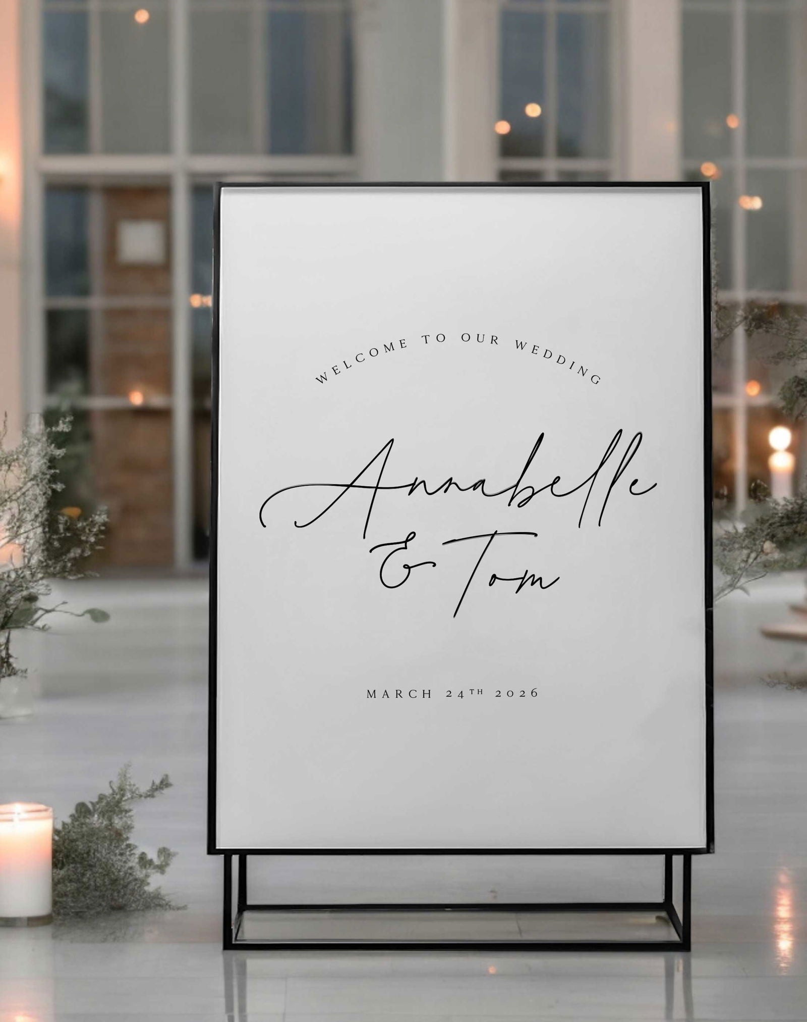 Annabelle | Modern Welcome Sign - Ivy and Gold Wedding Stationery
