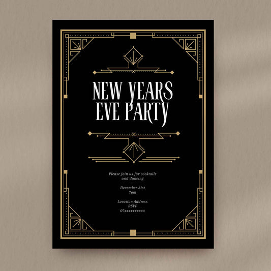 Art Deco New Years Eve Party Invite