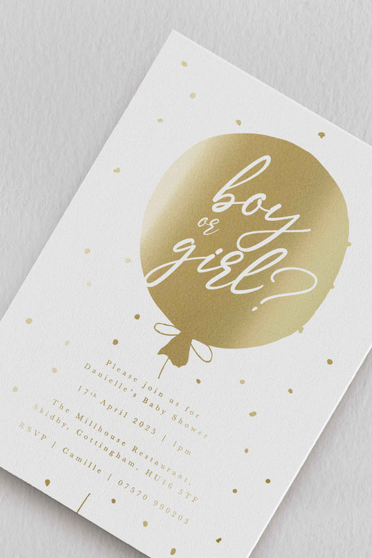 Balloon Baby Shower Invitation - Ivy and Gold Wedding Stationery