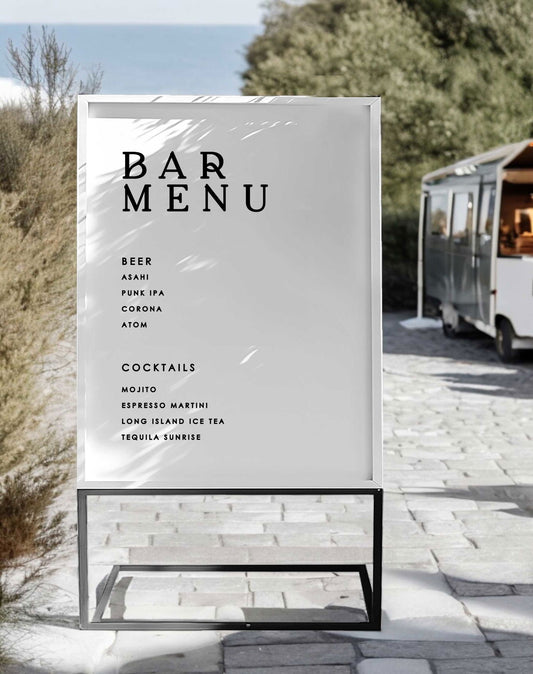 Bar Menu Sign - Ivy and Gold Wedding Stationery
