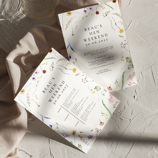 Beau Floral Bridal Shower Invitation & Itinerary Digital Template