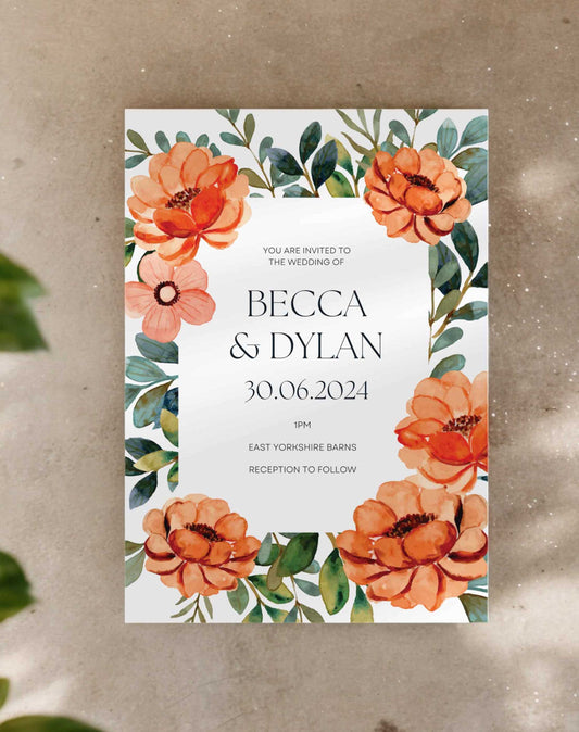 Becca Wedding Invitation  Ivy and Gold Wedding Stationery 148mm x 210mm (For Print)  