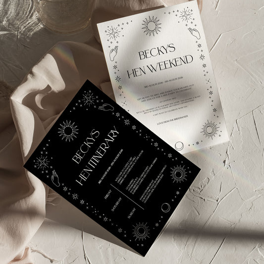 Becky Celestial Hen Itinerary Digital Template