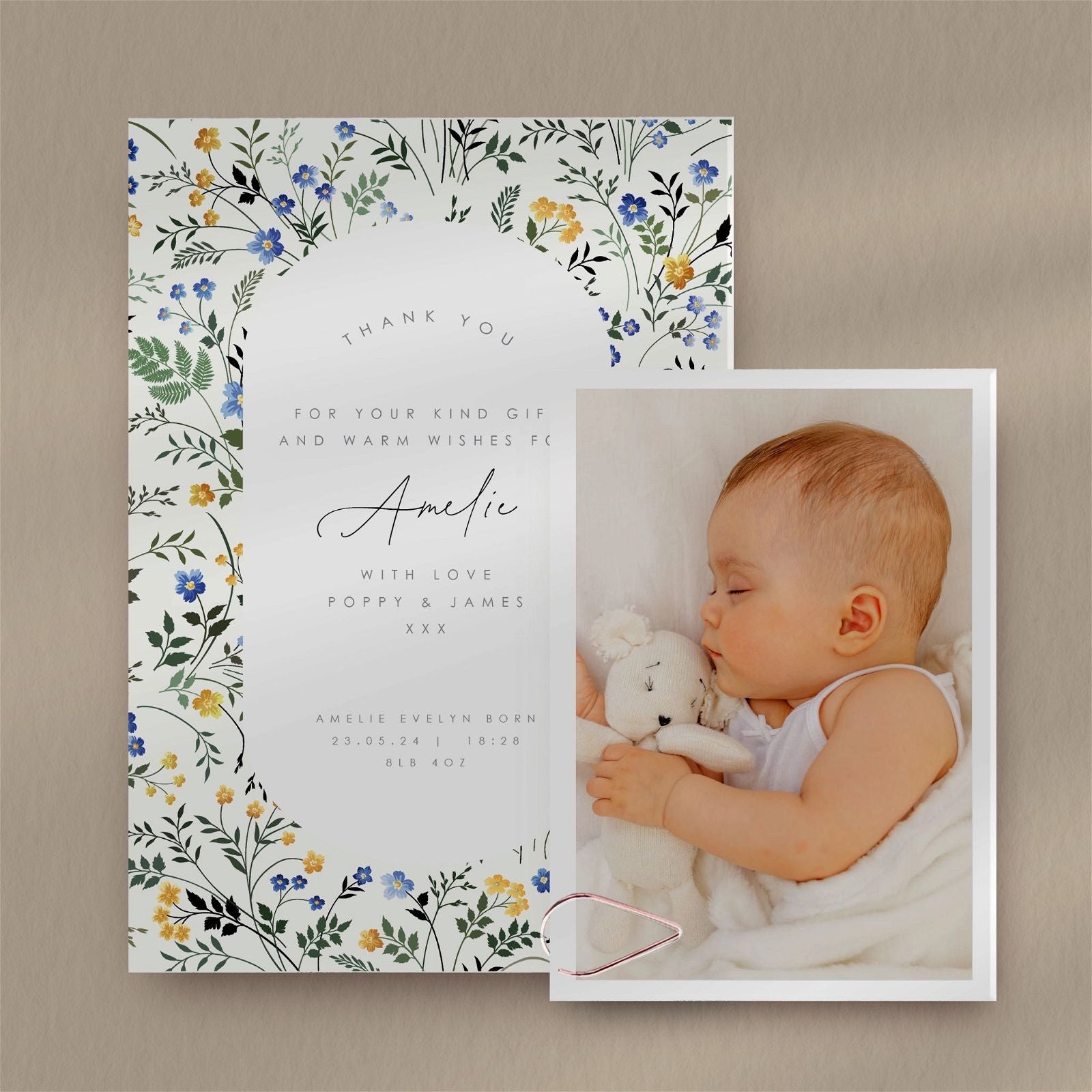 Birth Announcement Sample - Ivy and Gold Wedding Stationery
