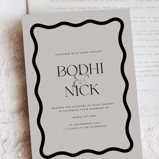 Bodhi | Black Tie Wedding Invitations - Ivy and Gold Wedding Stationery