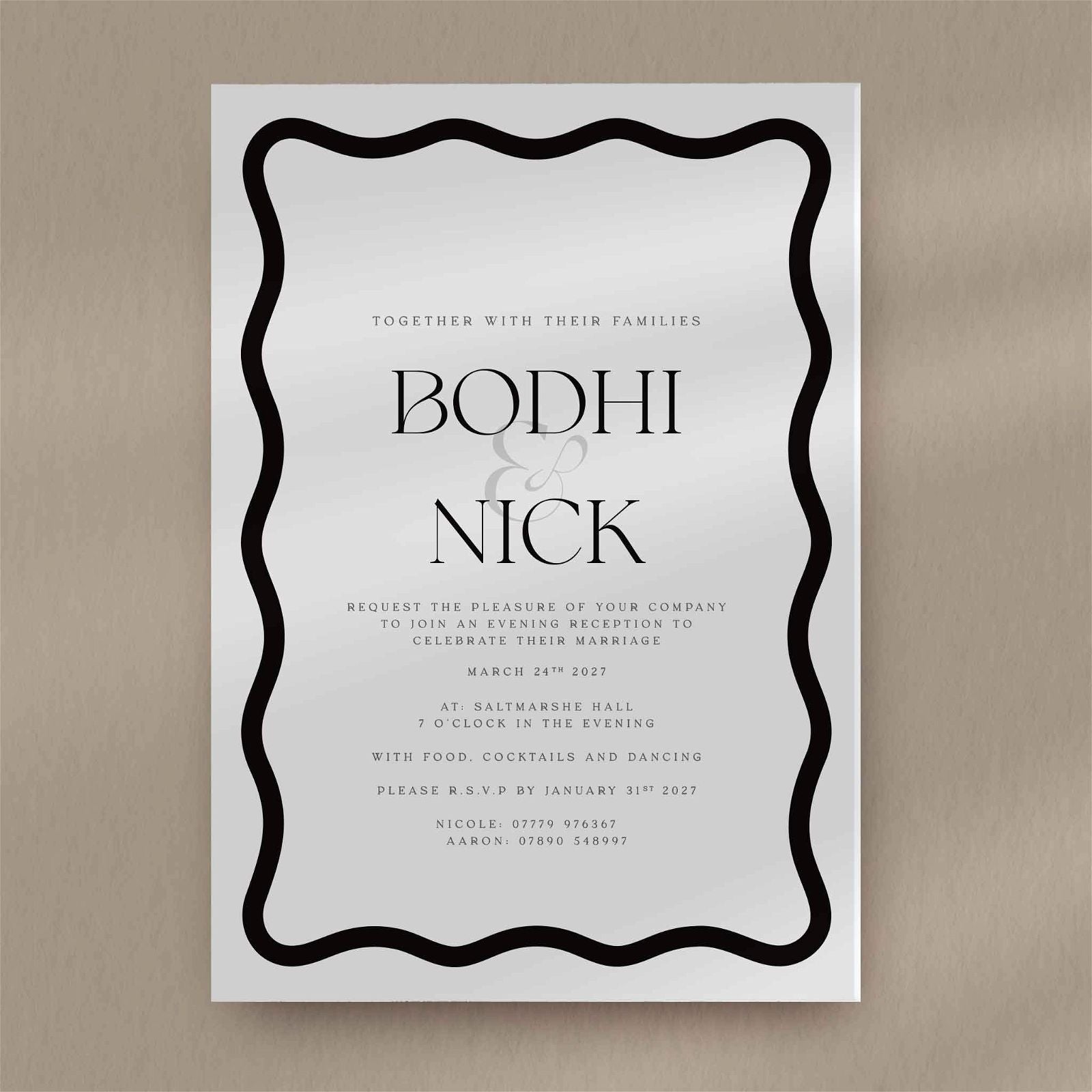 Bodhi Evening Invitation - Ivy and Gold Wedding Stationery