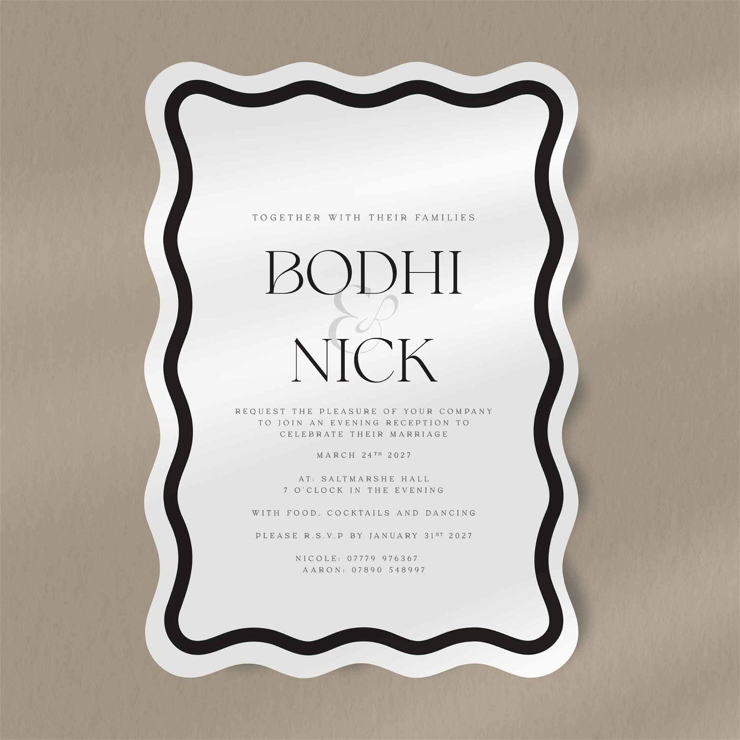 Bodhi Evening Invitation - Ivy and Gold Wedding Stationery