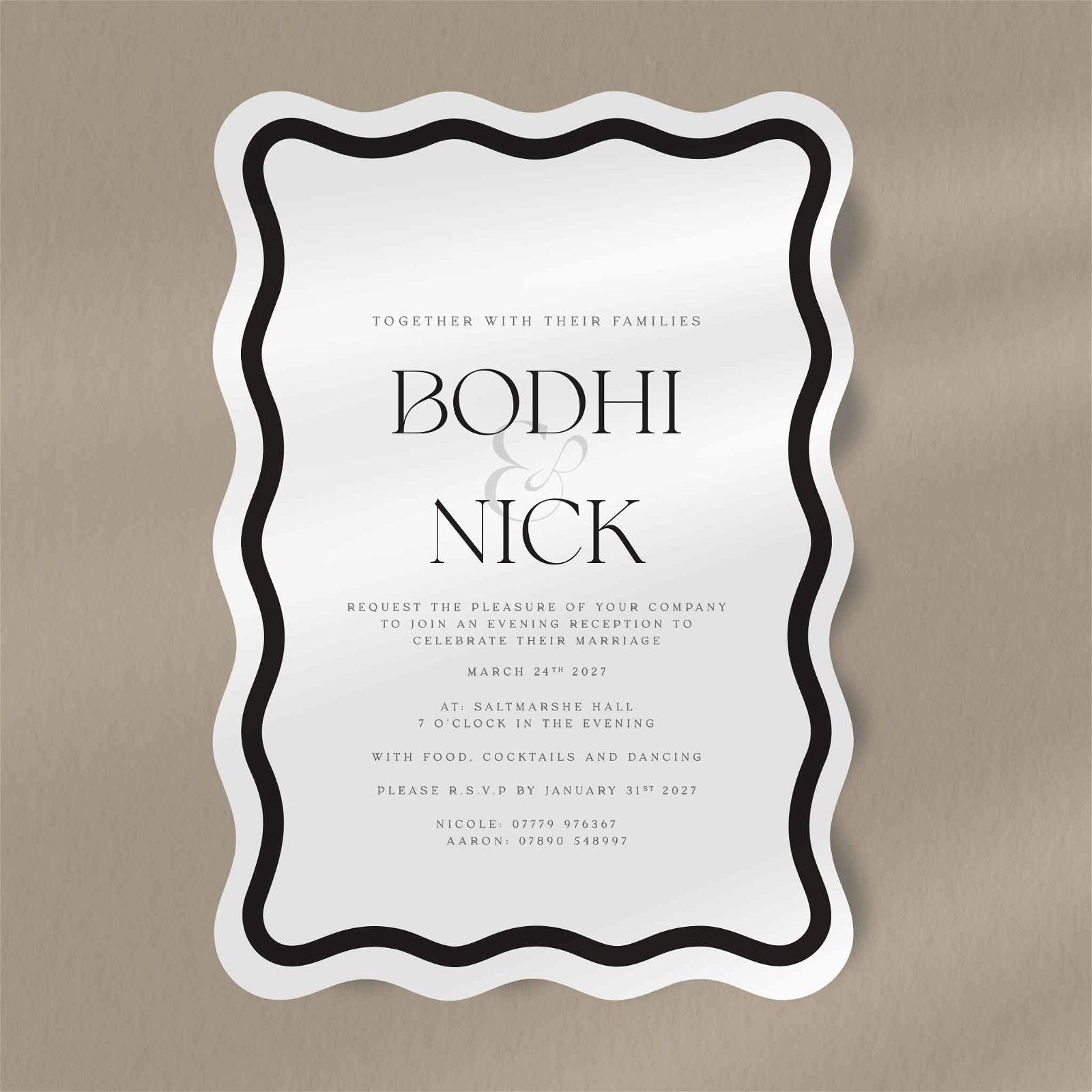 Bodhi Evening Invitation - Ivy and Gold Wedding Stationery