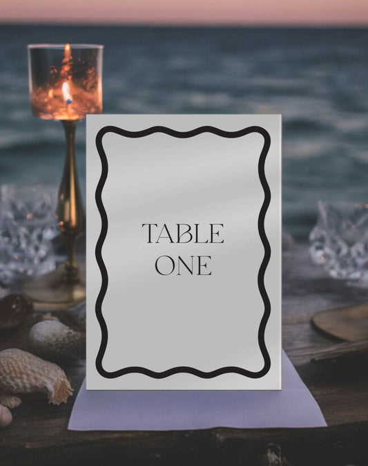 Bodhi | Wavy Table Number - Ivy and Gold Wedding Stationery