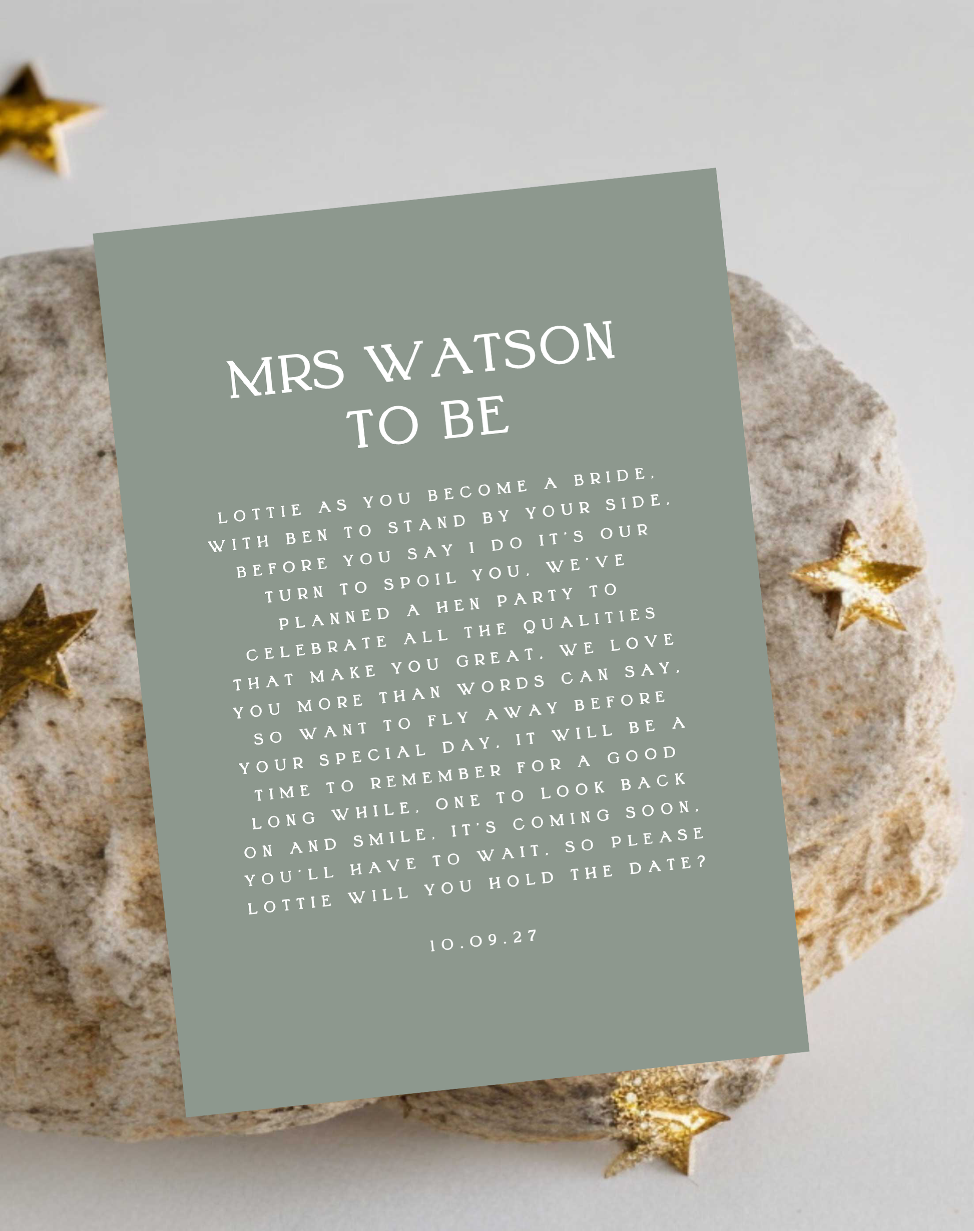 Letter To The Bride Invitation - Ivy and Gold Wedding Stationery