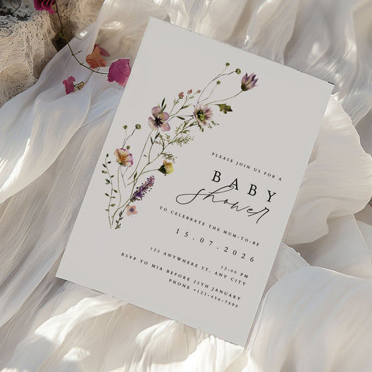 Bronte Meadow Flowers Baby Shower Invitation & Digital Template Bundle