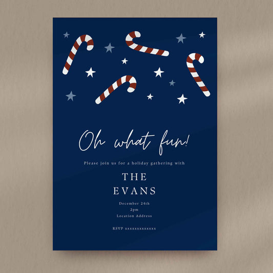 Candy Cane Christmas Party Invite