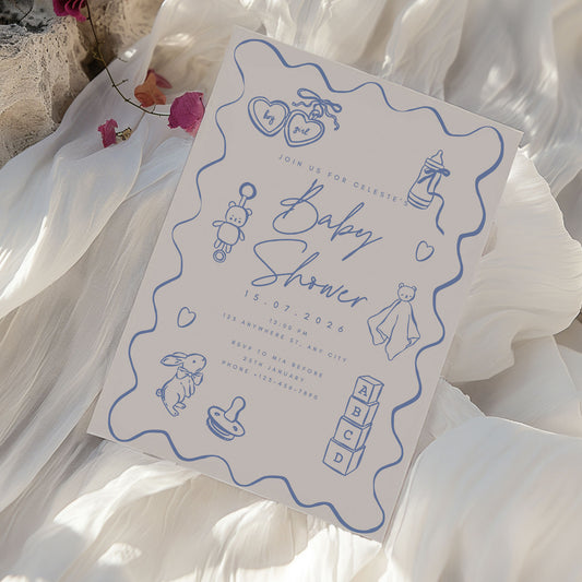 Celeste Whimsical Baby Shower Invitation & Digital Template Bundle