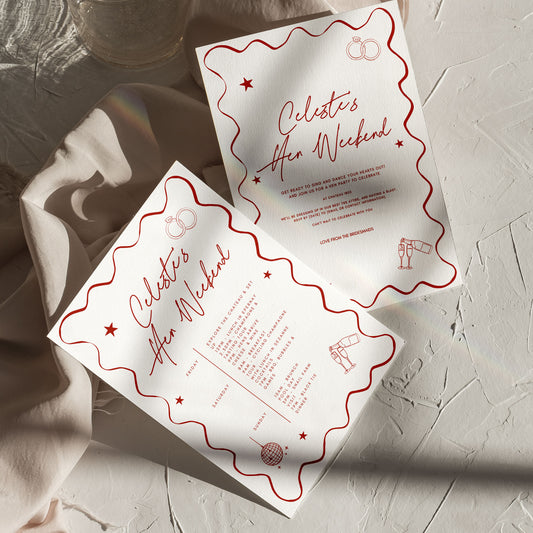 Celeste Doodle Hen Itinerary & Invitation Digital Template