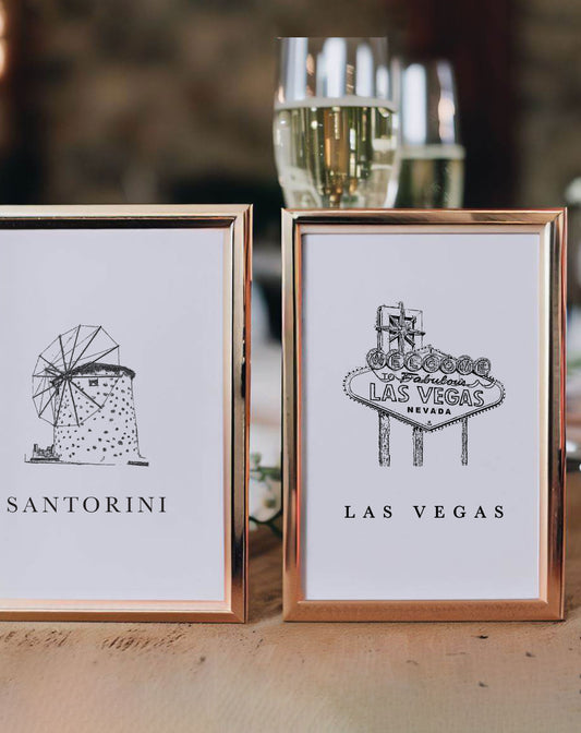 Charlotte | Venue Illustration Table Number - Ivy and Gold Wedding Stationery