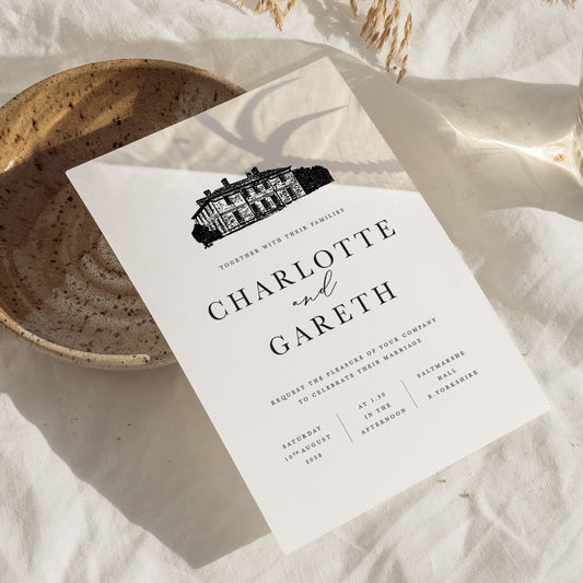 Charlotte Venue Illustration Wedding Invitation